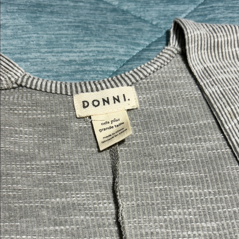 DONNI. Gray and White Striped cardigan